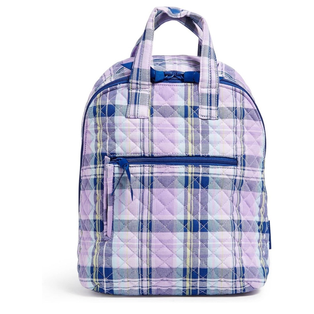 Vera Bradley Cotton Mini‎ Totepack Backpack Amethyst Plaid - Recycled Cotton NWT
